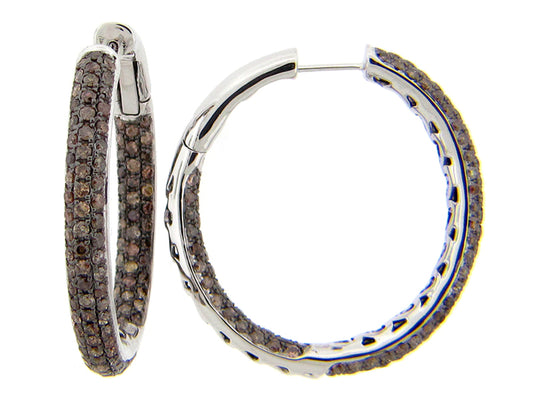 BROWN DIAMOND EARRING, SILVER (N)