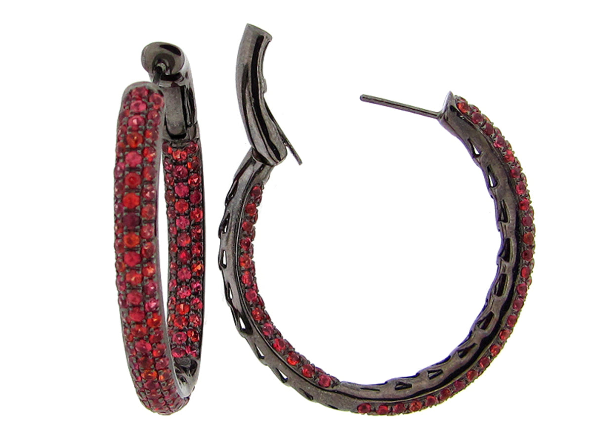ORANGE SAPPHIRE EARRING, BLACK FINISH, SILVER (E/U)