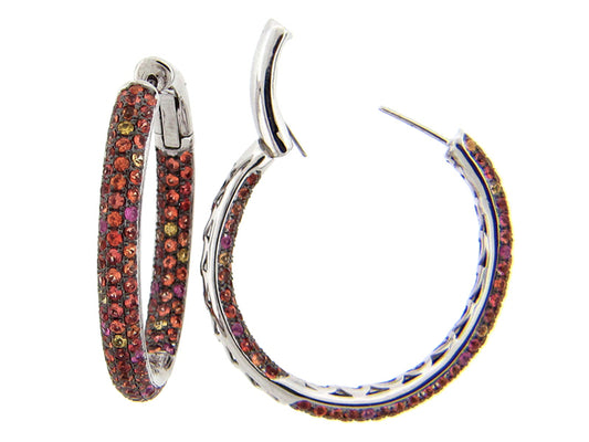ORANGE, YELLOW & PINK SAPPHIRE EARRING, SILVER (E/U)