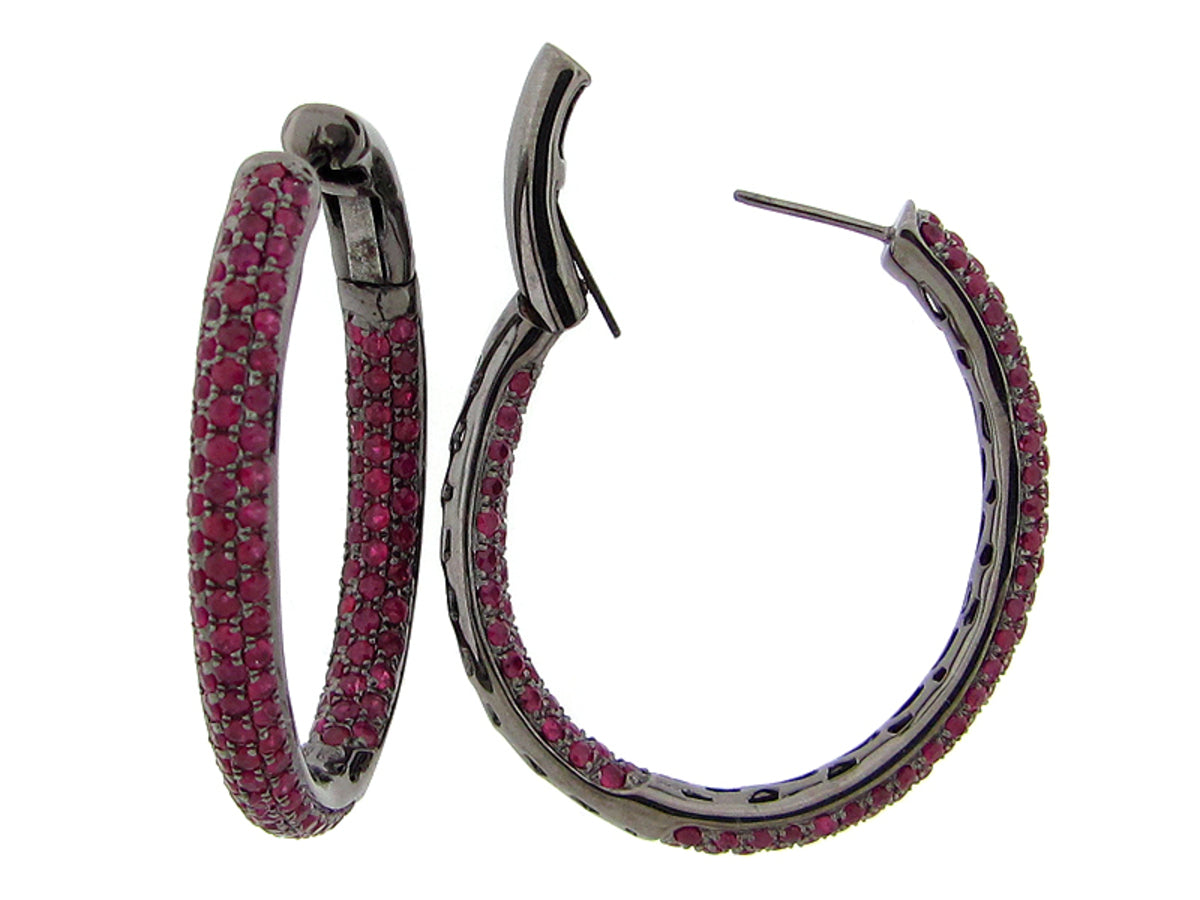 RUBY EARRING, BLACK FINISH, SILVER (H)