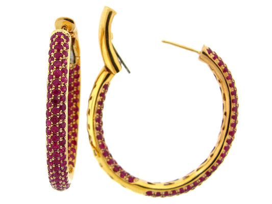 RUBY EARRING, YELLOW FINISH, SILVER (H)
