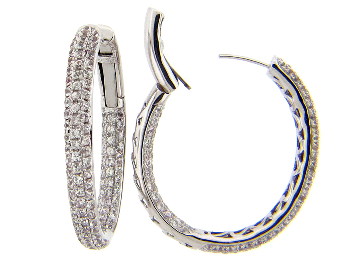 WHITE SAPPHIRE EARRING, SILVER (H)