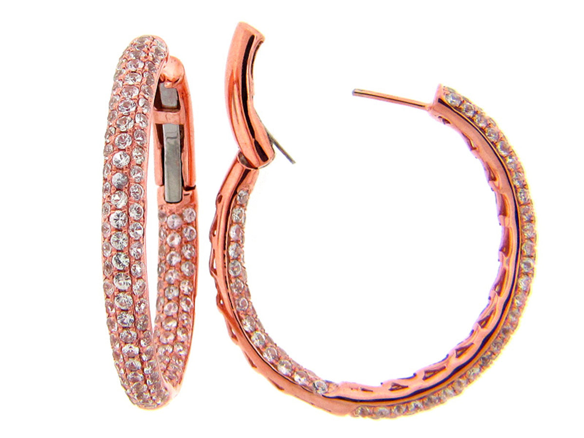 WHITE SAPPHIRE EARRING, ROSE FINISH, SILVER (H)