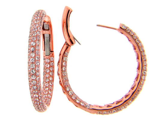 WHITE SAPPHIRE EARRING, ROSE FINISH, SILVER (H)