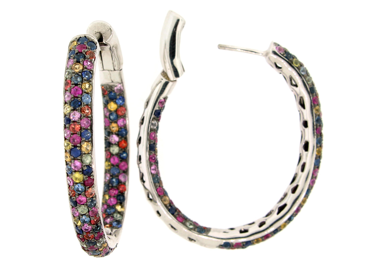 Rainbow Sapphire Earring, Silver (H/U)