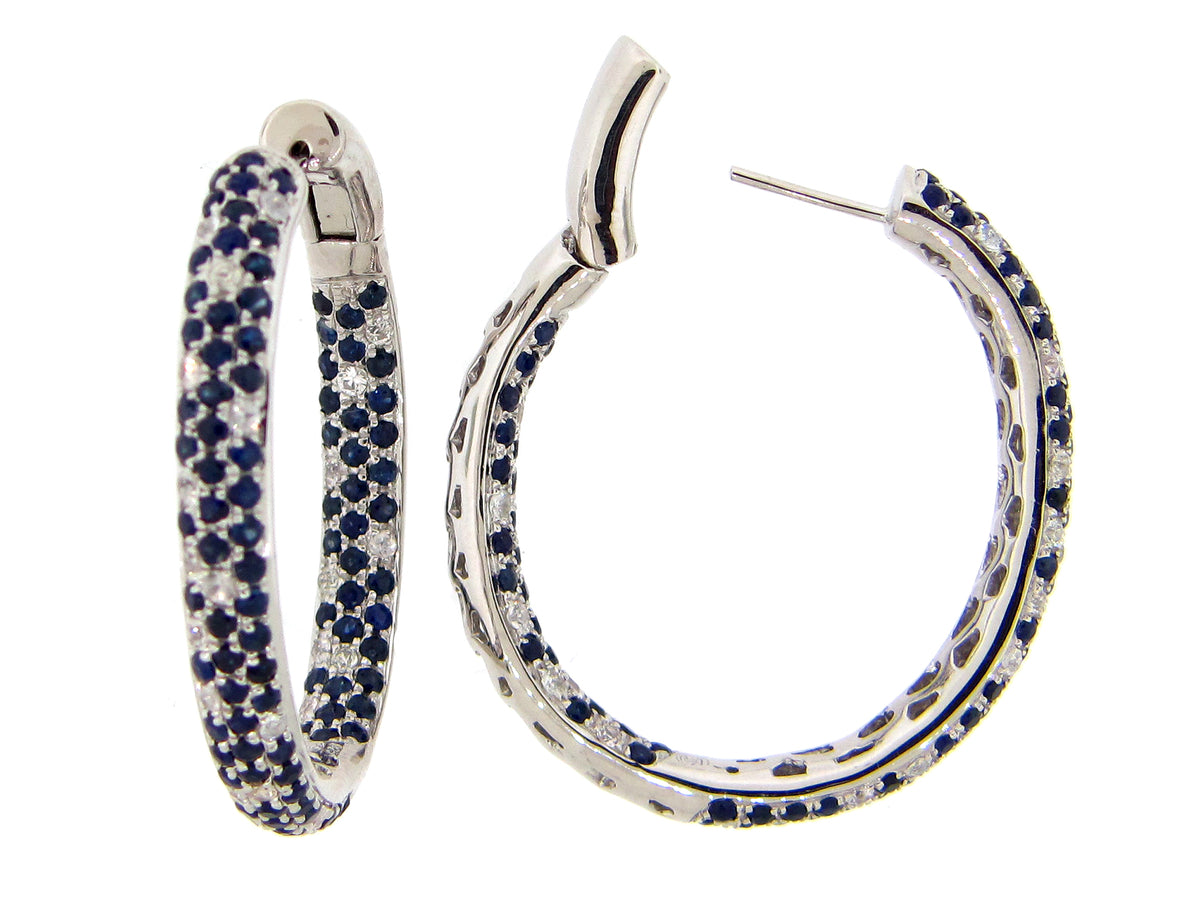BLUE & WHITE SAPPHIRE EARRING, SILVER (H)