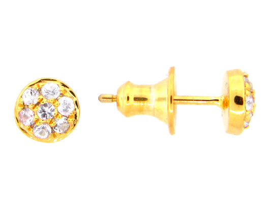 WHITE SAPPHIRE EARRING, YELLOW FINISH, SILVER (H)