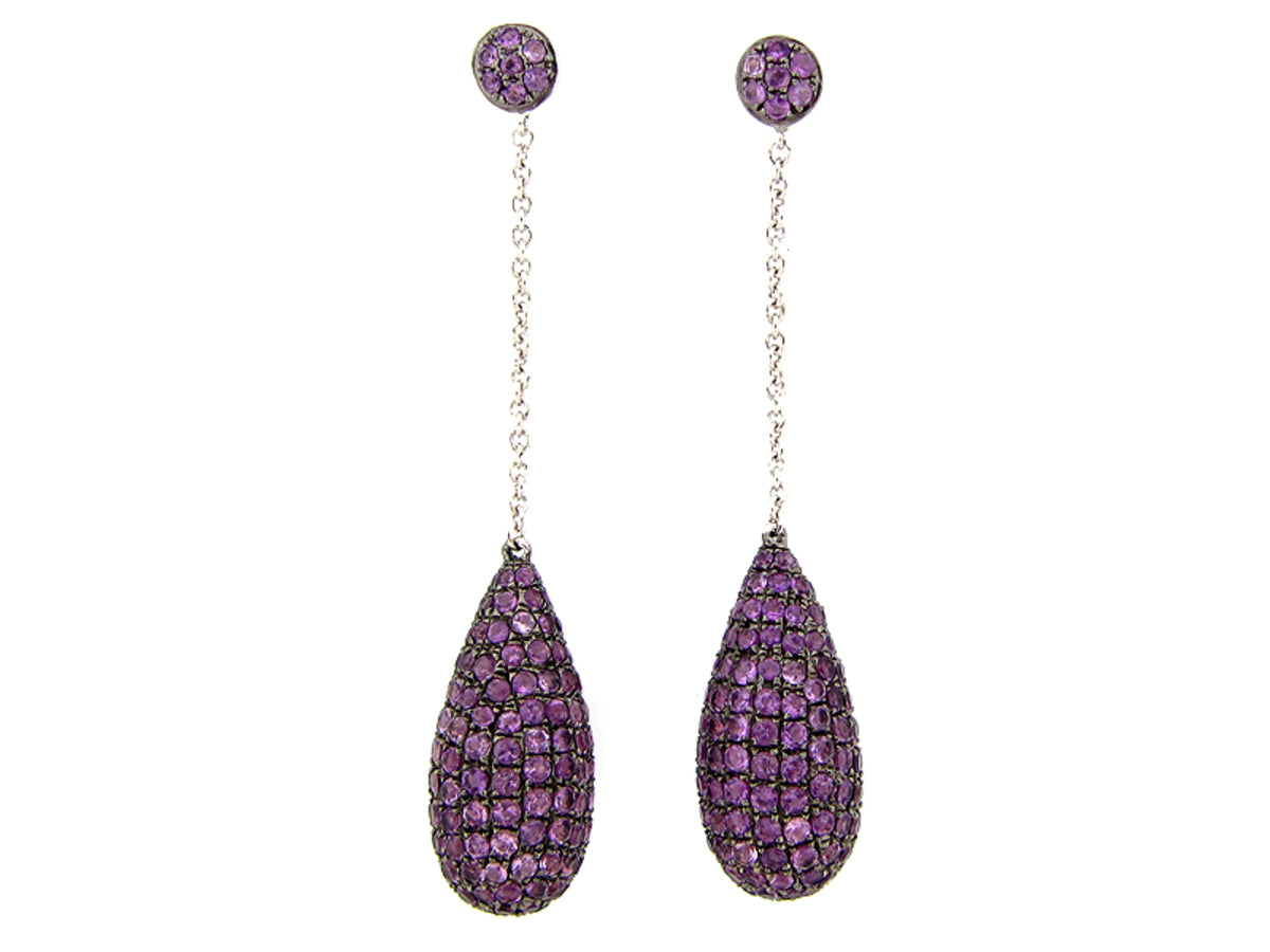 AMETHYST EARRING, SILVER (H)