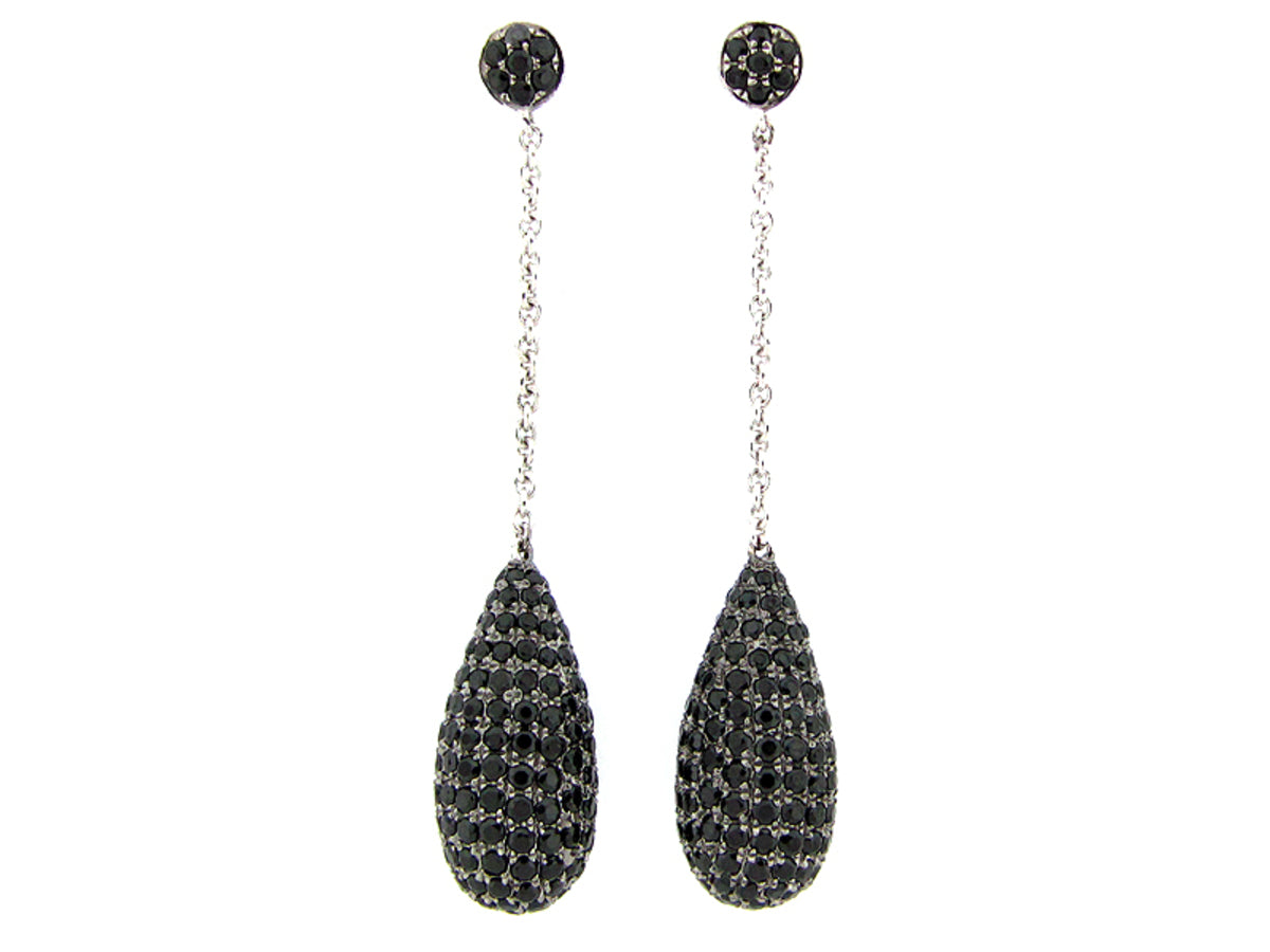 BLACK SPINEL EARRING, SILVER (N)