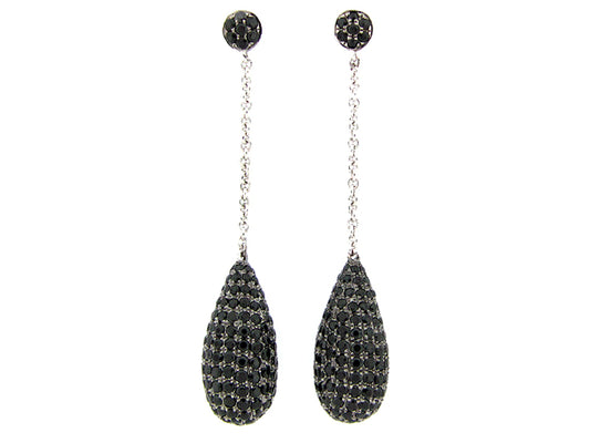 BLACK SPINEL EARRING, SILVER (N)