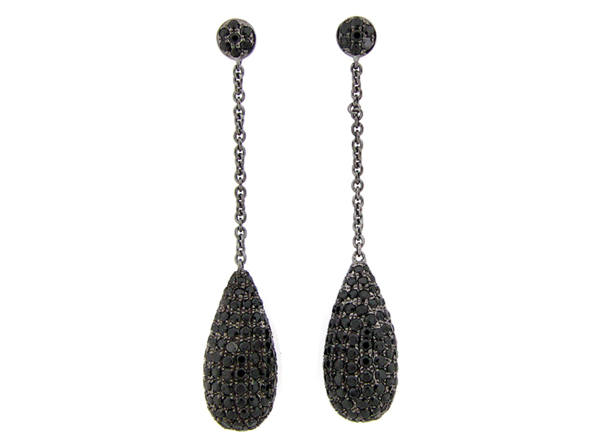 BLACK SPINEL EARRING, BLACK FINISH, SILVER (N)