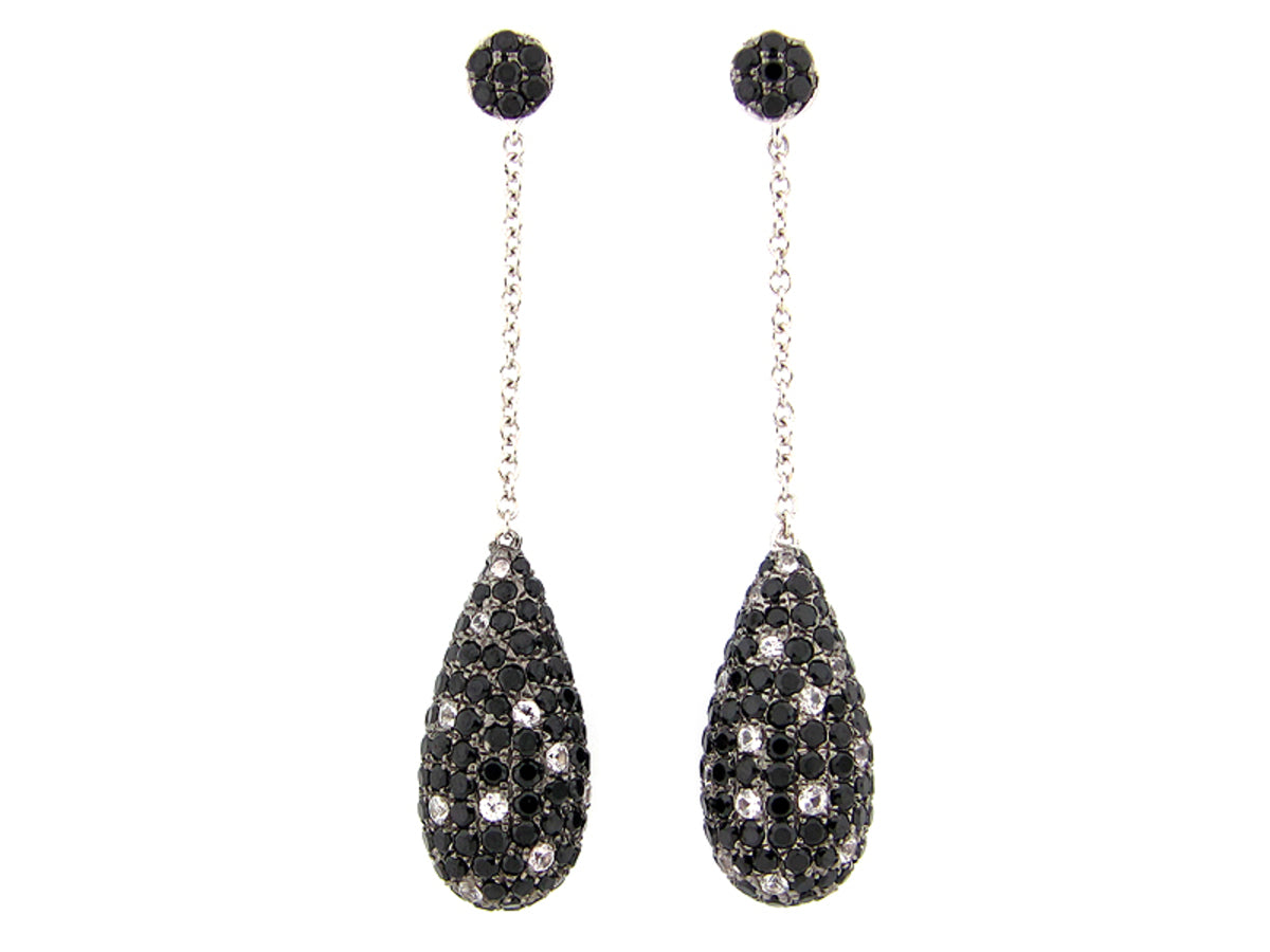 BLACK SPINEL & WHITE SAPPHIRE EARRING, SILVER (N/E)