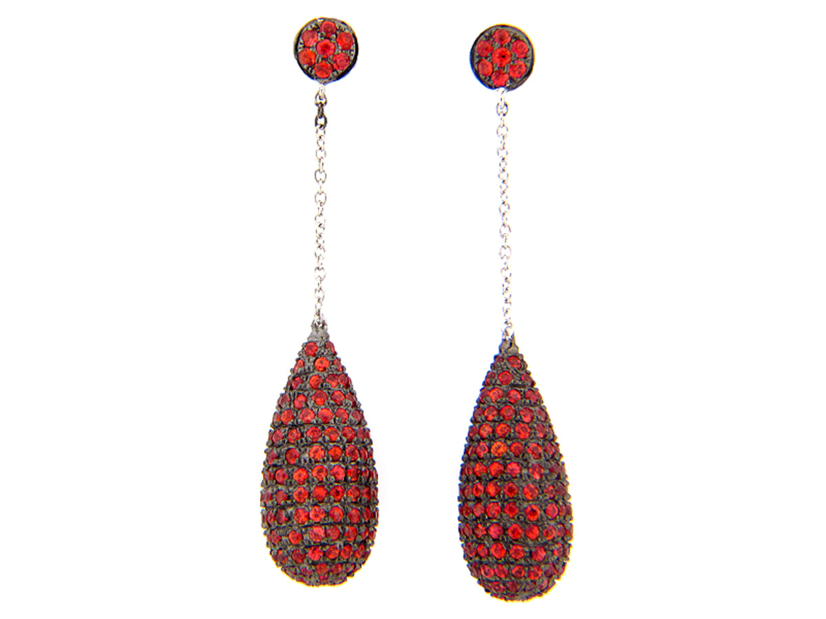 ORANGE SAPPHIRE EARRING, SILVER (E/U)
