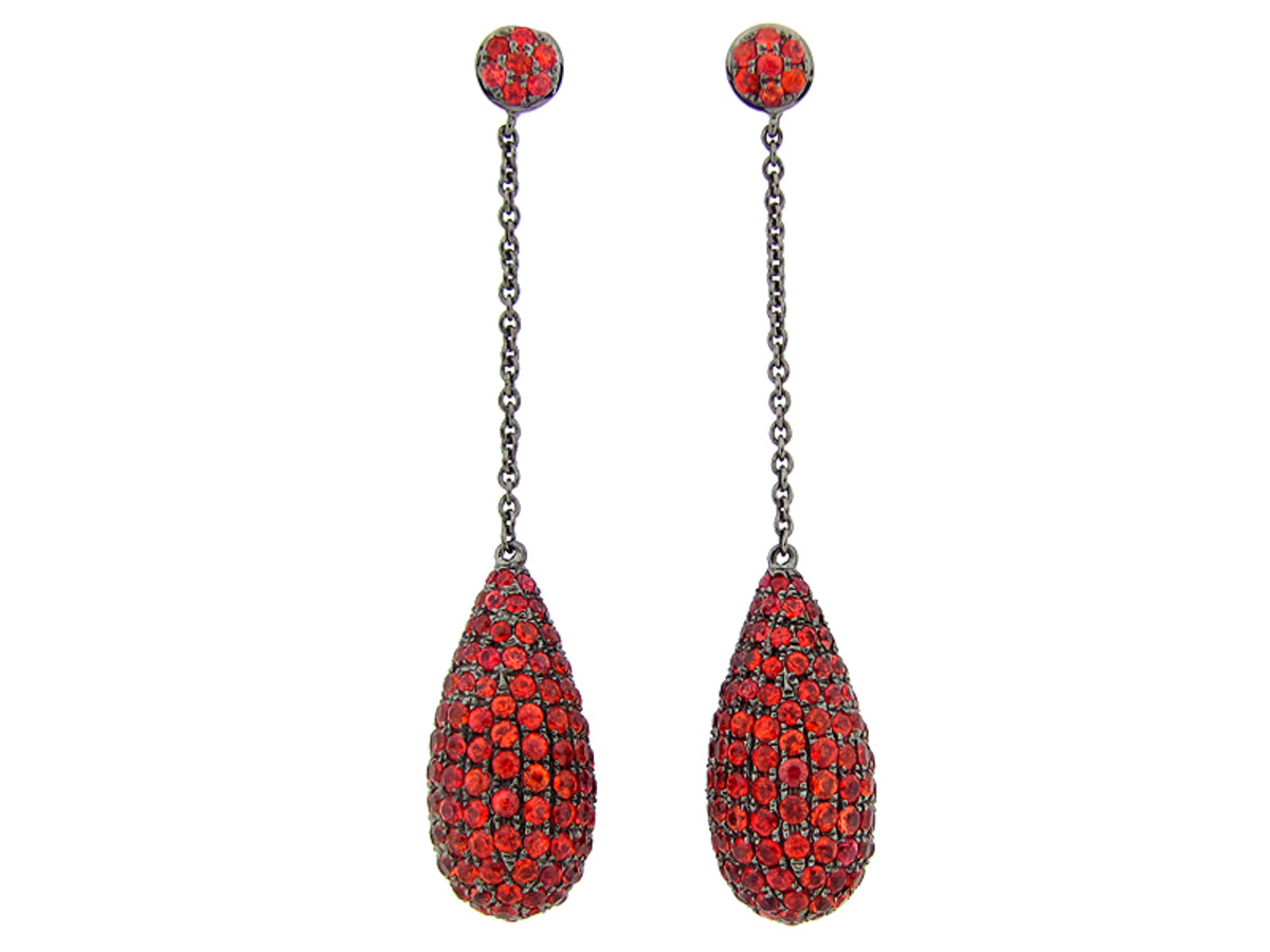 ORANGE SAPPHIRE EARRING, BLACK FINISH, SILVER (E/U)