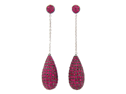 RUBY EARRING, SILVER (H)
