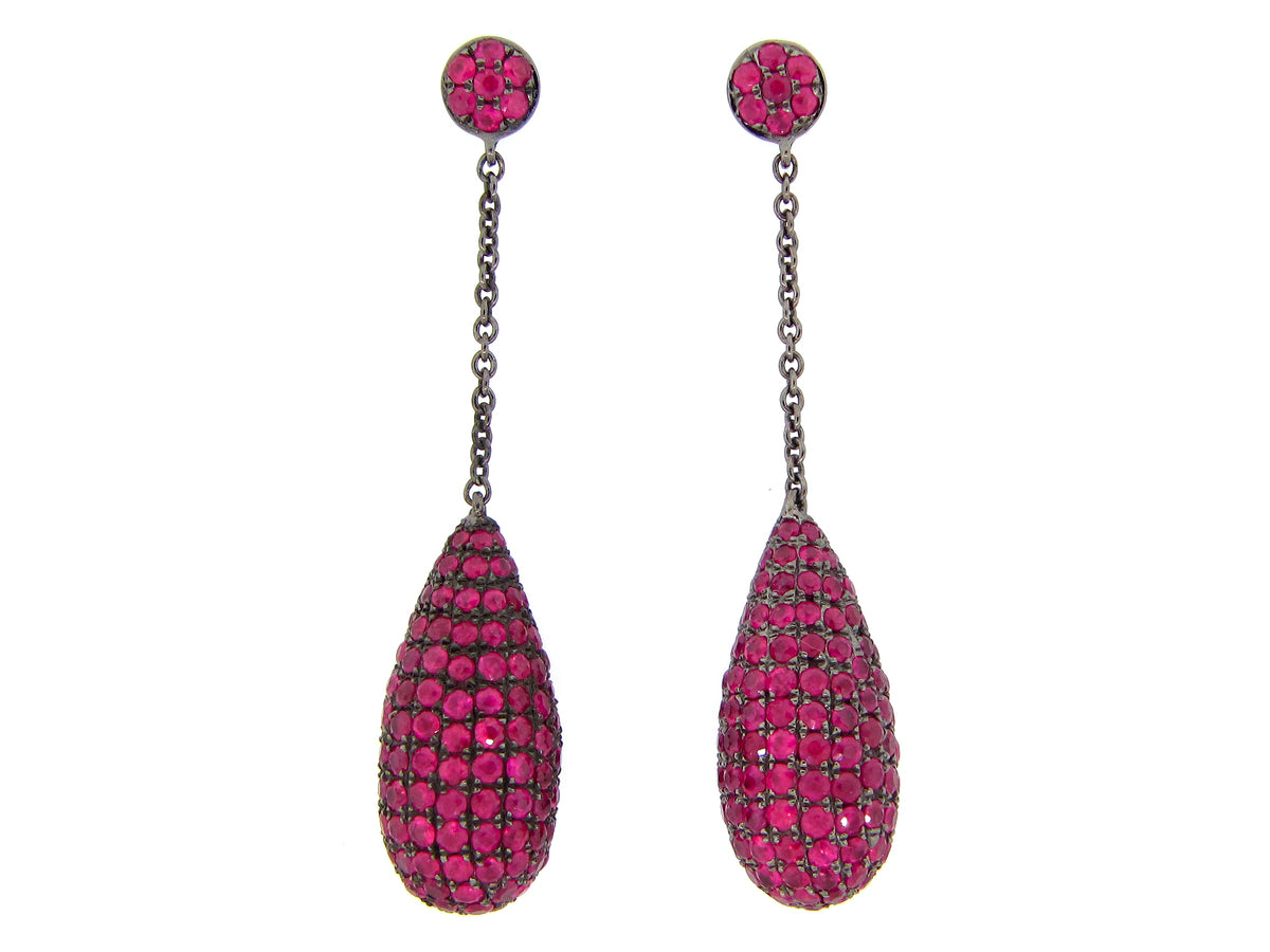 RUBY EARRING, BLACK FINISH, SILVER (H)