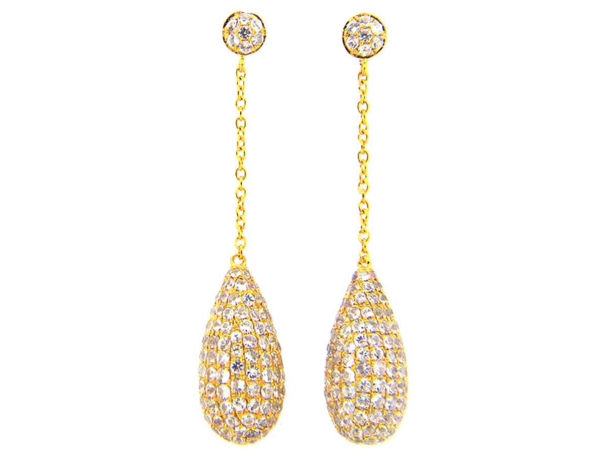 WHITE SAPPHIRE EARRING, YELLOW FINISH, SILVER (E)