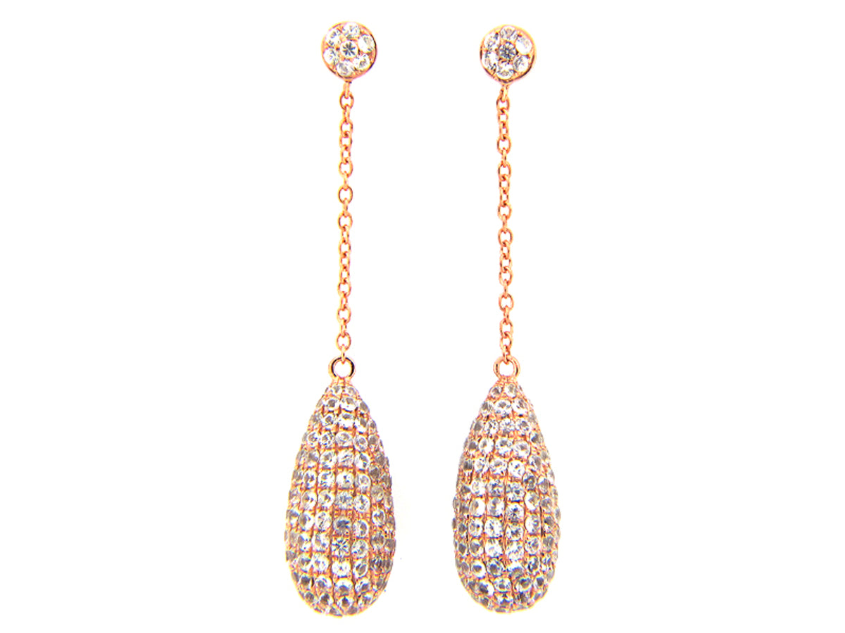 WHITE SAPPHIRE EARRING, ROSE FINISH, SILVER (E)