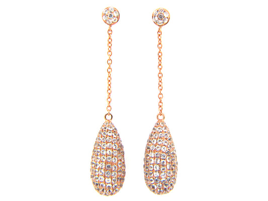 WHITE SAPPHIRE EARRING, ROSE FINISH, SILVER (E)