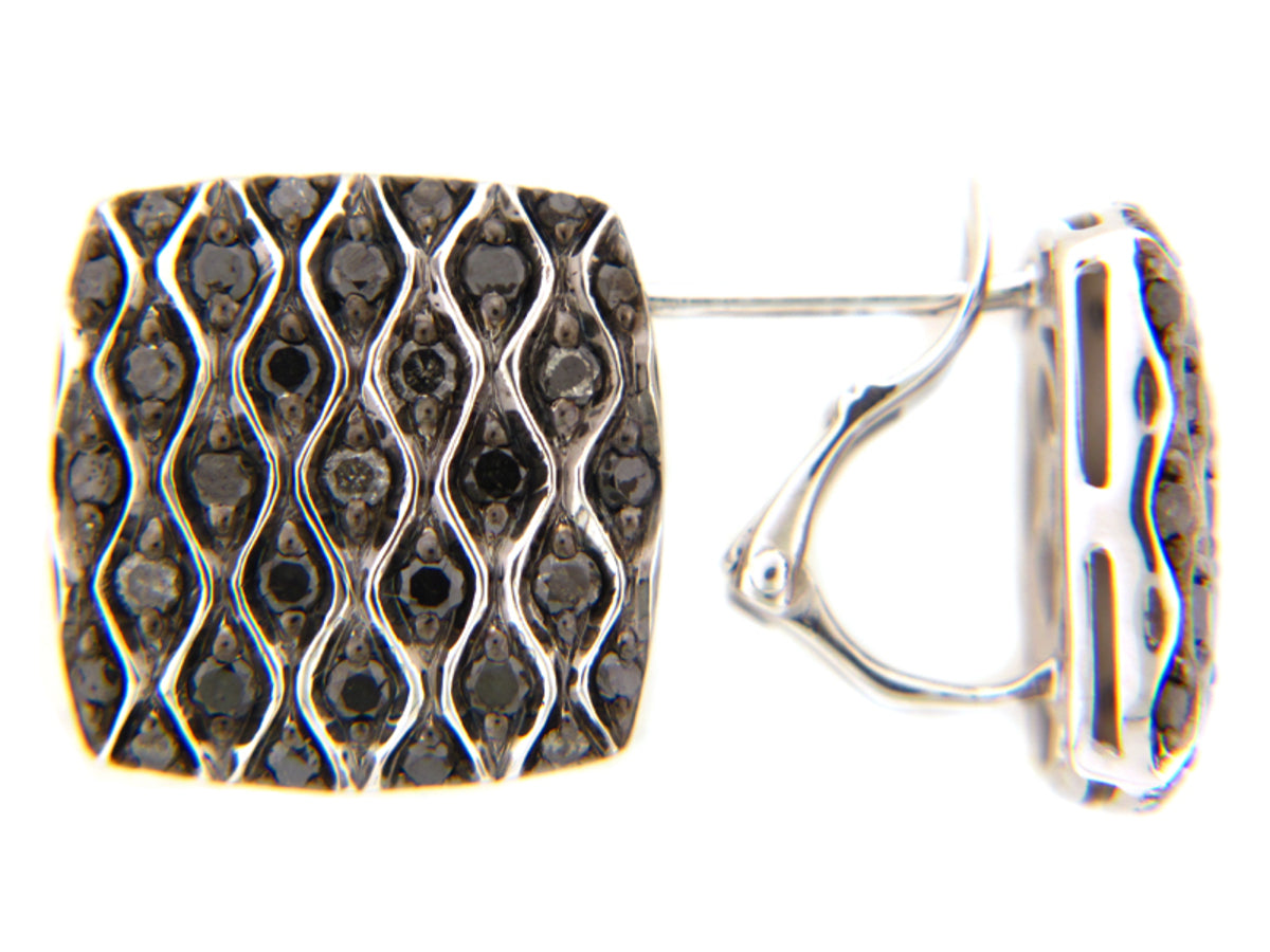 BLACK DIAMOND EARRING, SILVER (R)