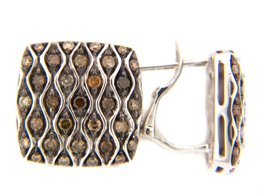 BROWN DIAMOND EARRING, SILVER (N)