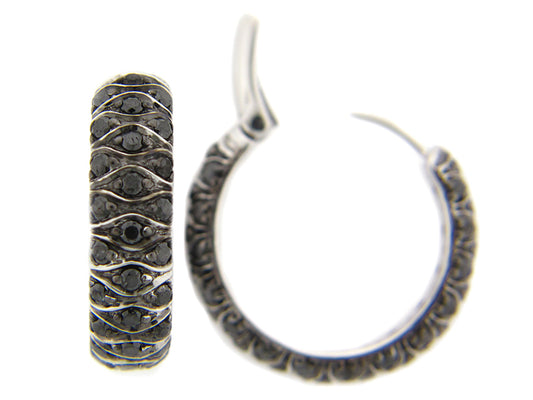 BLACK DIAMOND EARRING, SILVER (R)