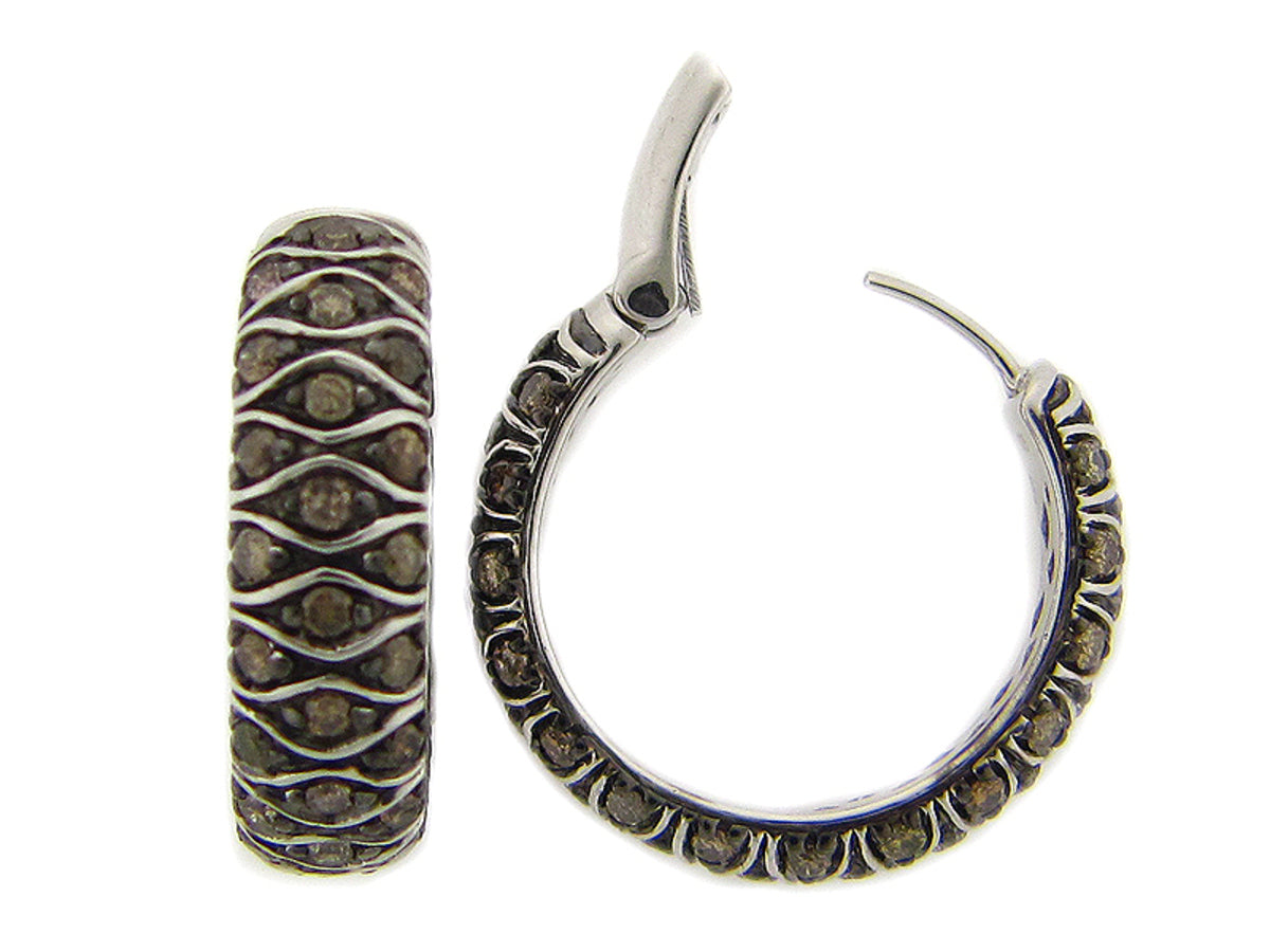 BROWN DIAMOND EARRING, SILVER (N)