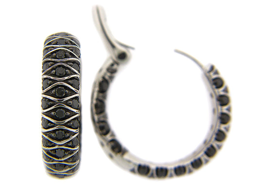 BLACK DIAMOND EARRING, SILVER (R)