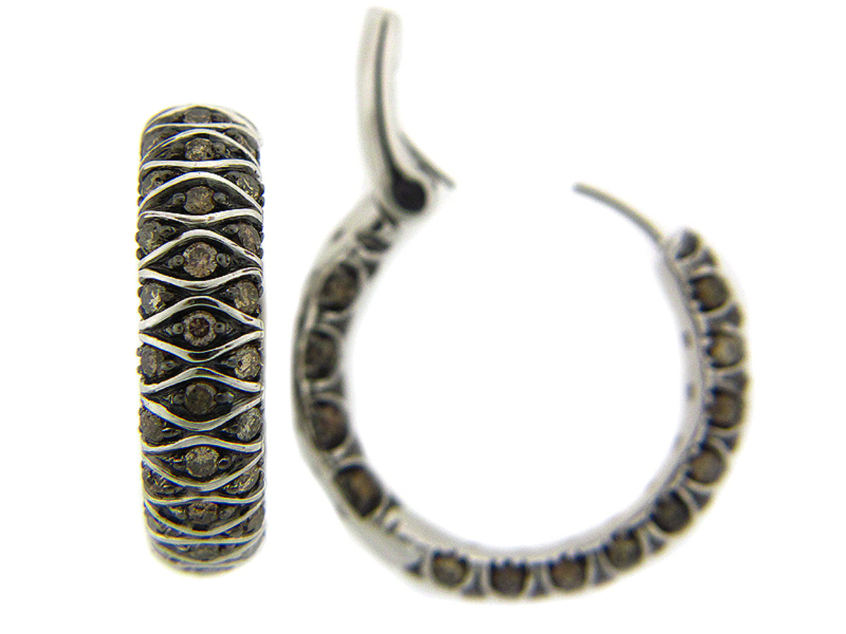 BROWN DIAMOND EARRING, SILVER (N)