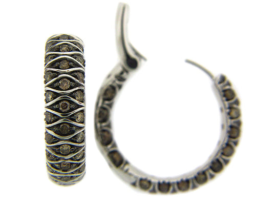 BROWN DIAMOND EARRING, SILVER (N)