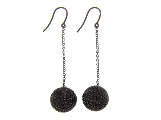 BLACK SPINEL EARRING,  BLACK FINISH