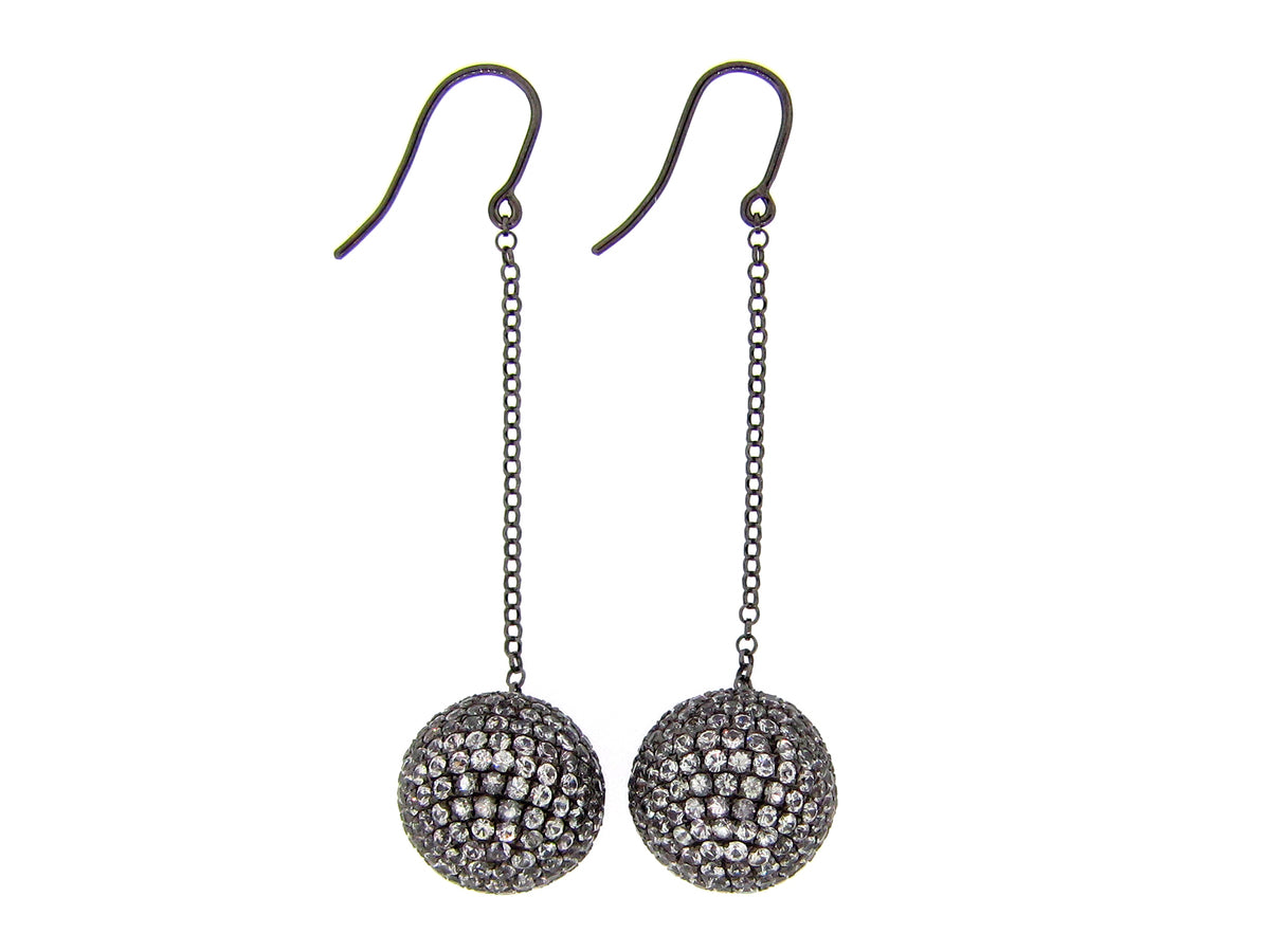 WHITE SAPPHIRE EARRING,  BLACK FINISH