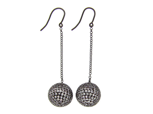 WHITE SAPPHIRE EARRING,  BLACK FINISH