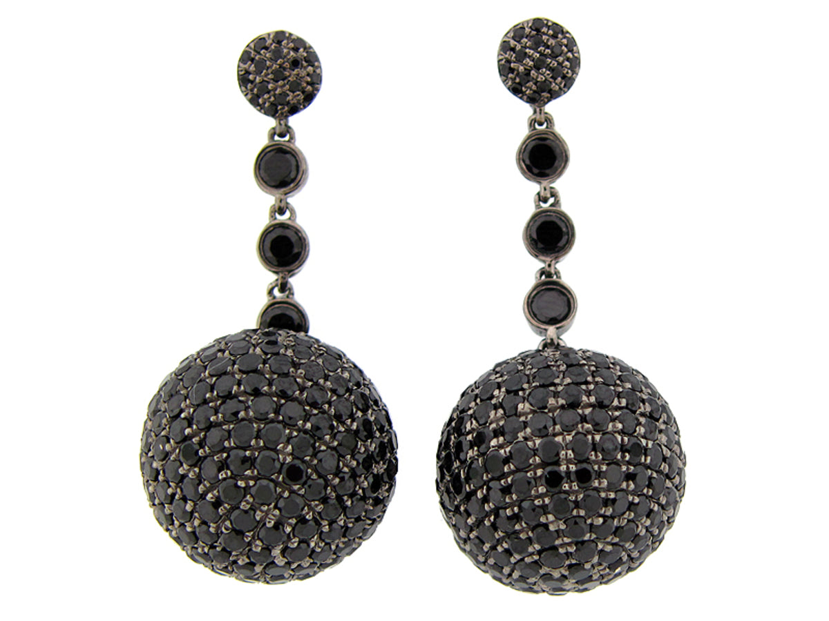 BLACK SPINEL EARRING, BLACK FINISH, SILVER (N)