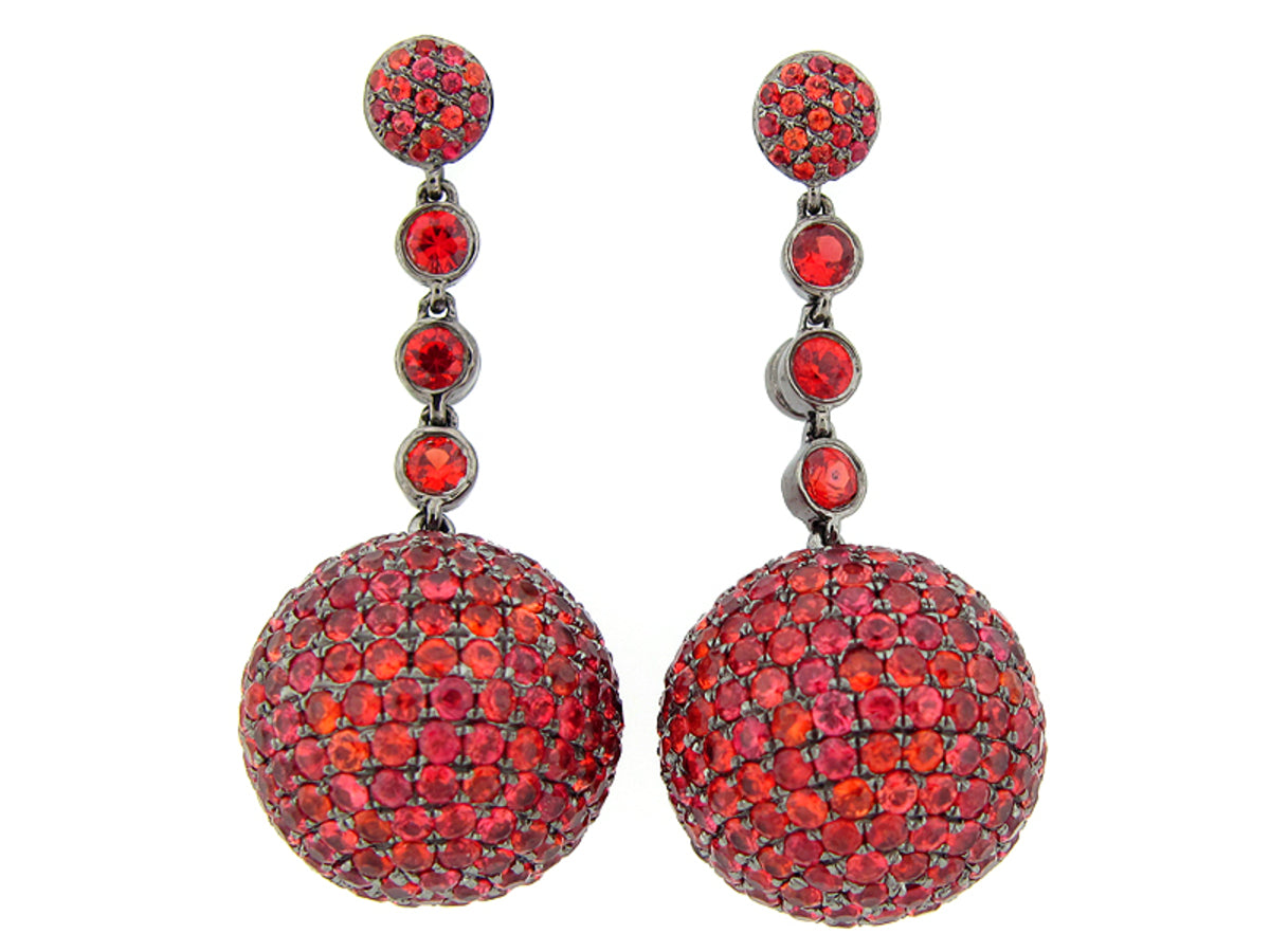 ORANGE SAPPHIRE EARRING, BLACK FINISH, SILVER (E/U)