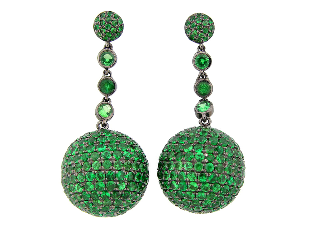 TSAVORITE EARRING, SILVER (N)