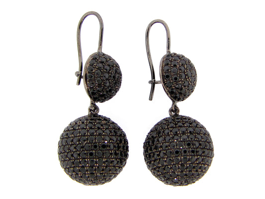 BLACK SPINEL EARRING, SILVER (H)