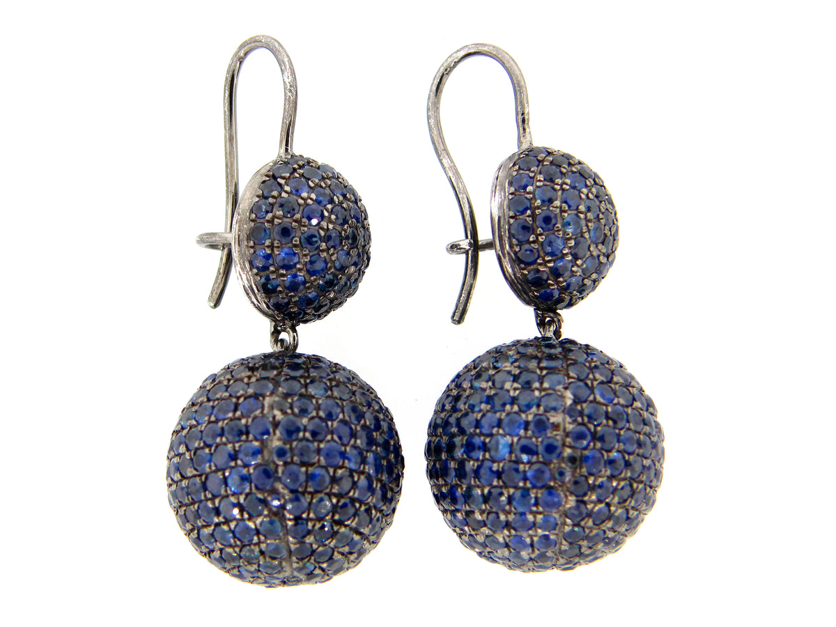 SAPPHIRE EARRING,BLACK FINISH,  SILVER (H)