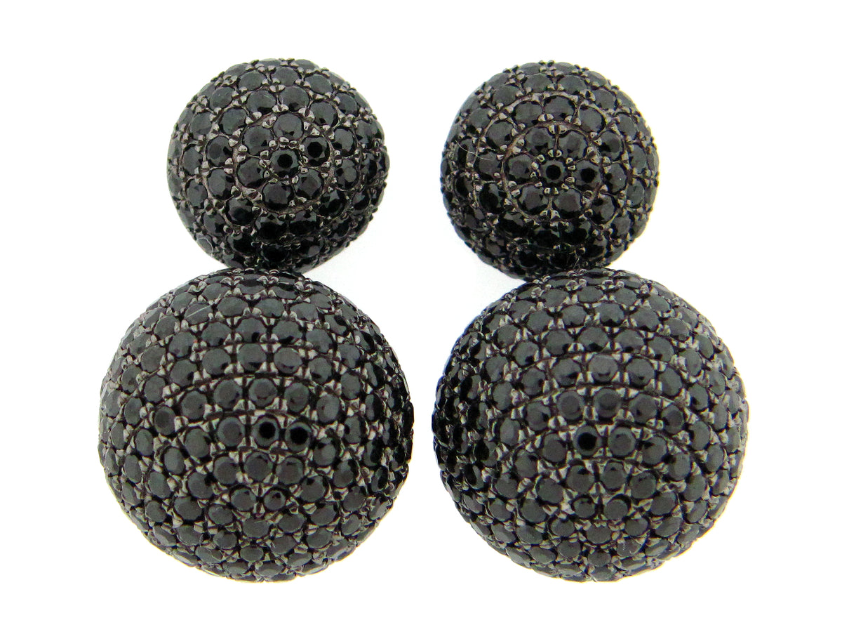 BLACK SPINEL EARRING, BLACK FINISH, SILVER (H)