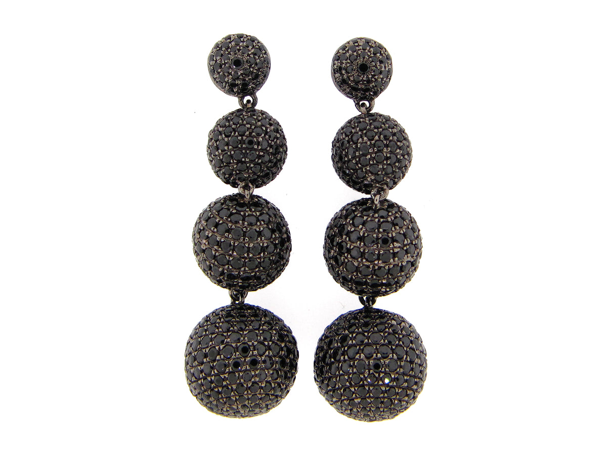 BLACK SPINEL EARRING, BLACK FINISH, SILVER (H)