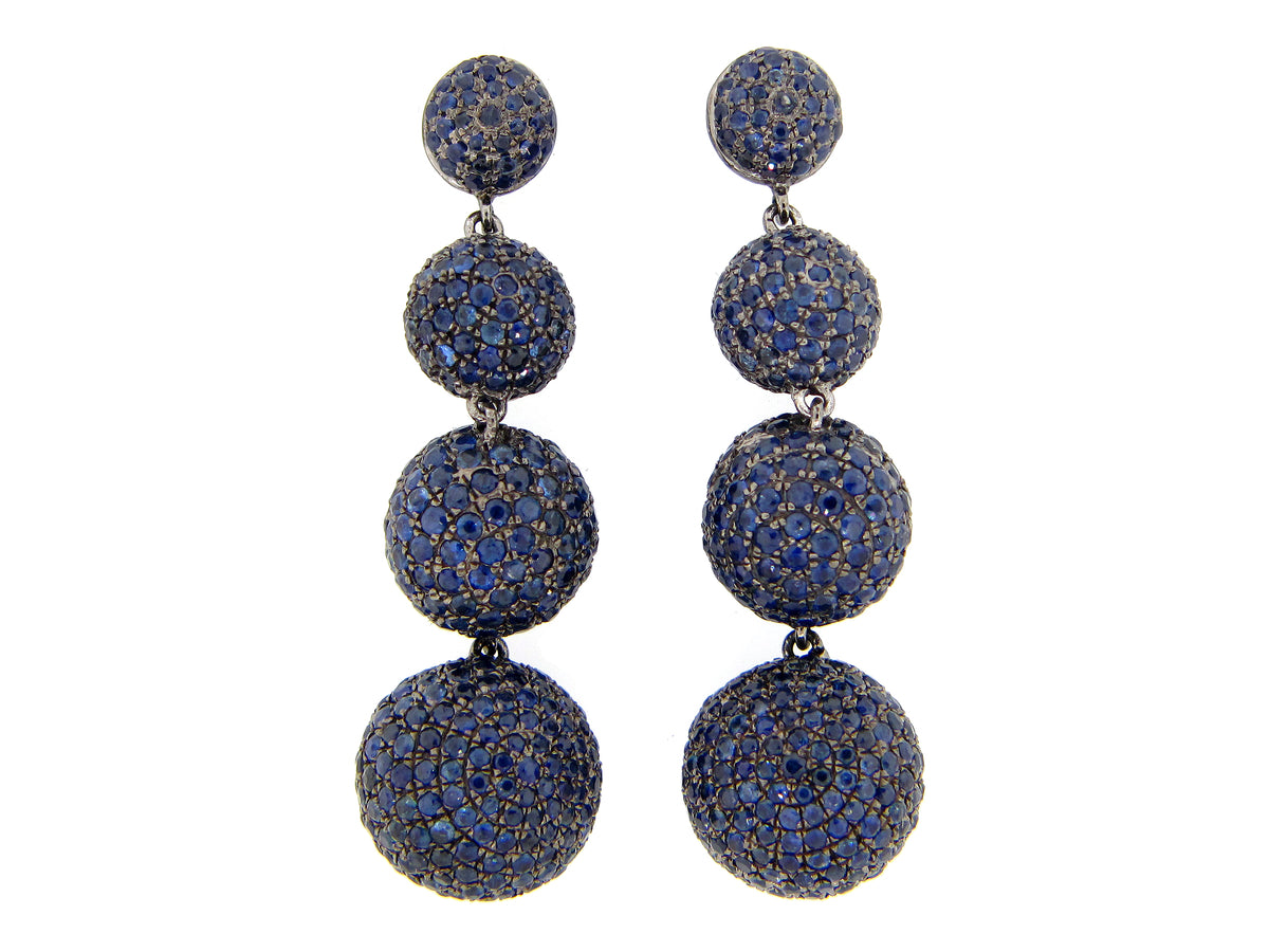 SAPPHIRE EARRING, BLACK FINISH, SILVER (H)