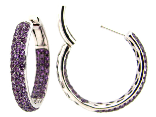 AMETHYST EARRING, SILVER (H)