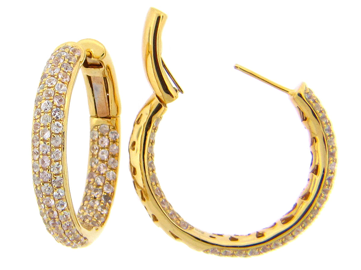WHITE SAPPHIRE EARRING, YELLOW FINISH, SILVER (E)