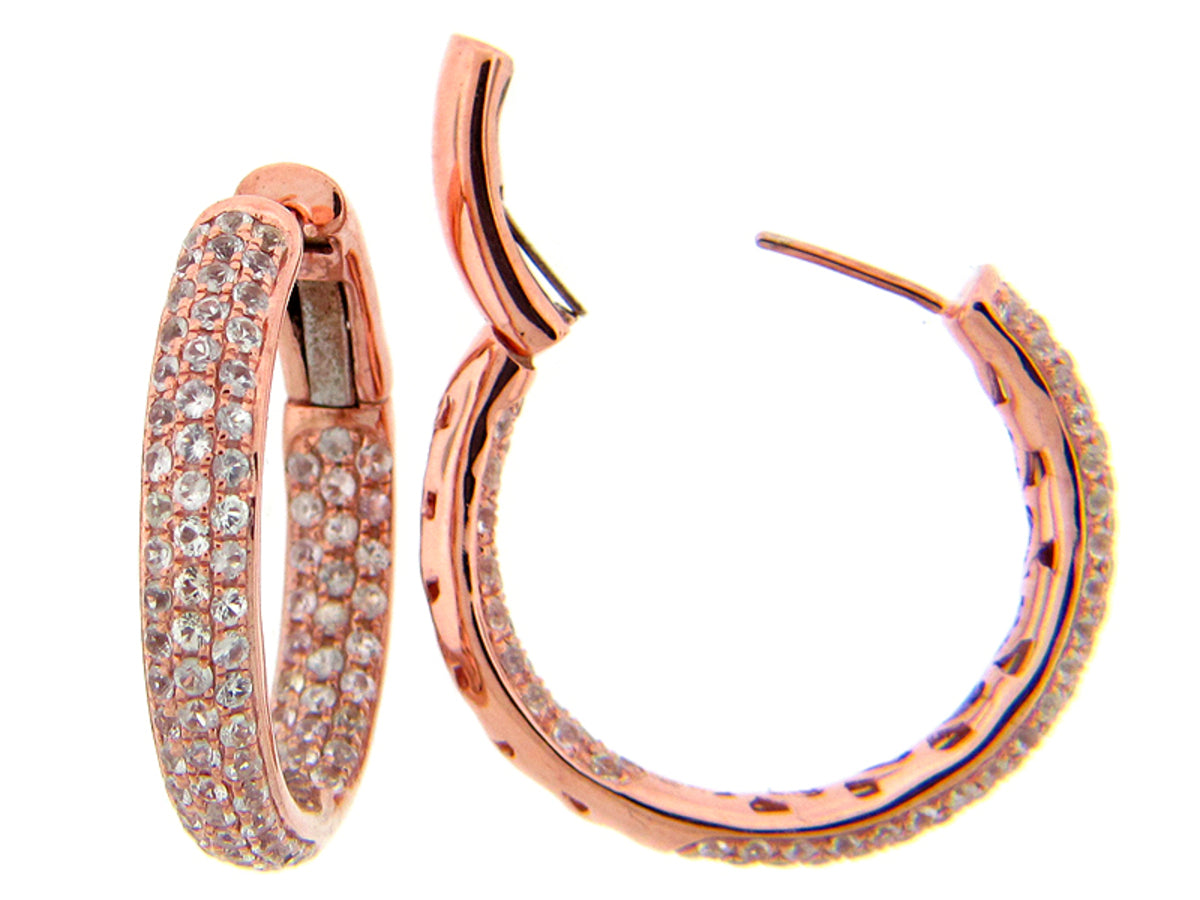 WHITE SAPPHIRE EARRING, ROSE FINISH, SILVER (E)