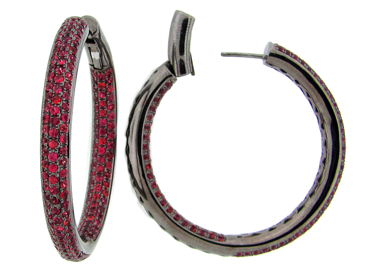 ORANGE SAPPHIRE EARRING, BLACK FINISH, SILVER (H/U)