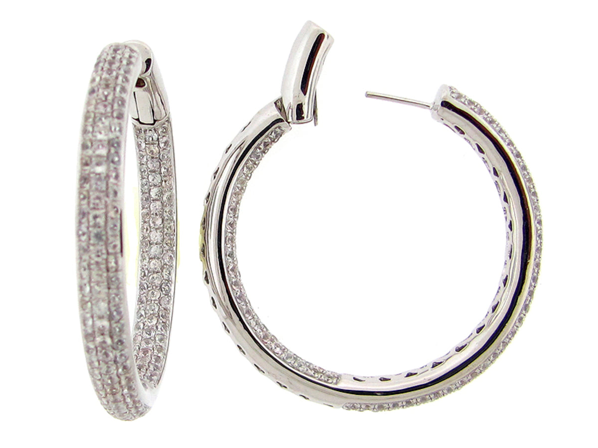 WHITE SAPPHIRE EARRING, SILVER (H)