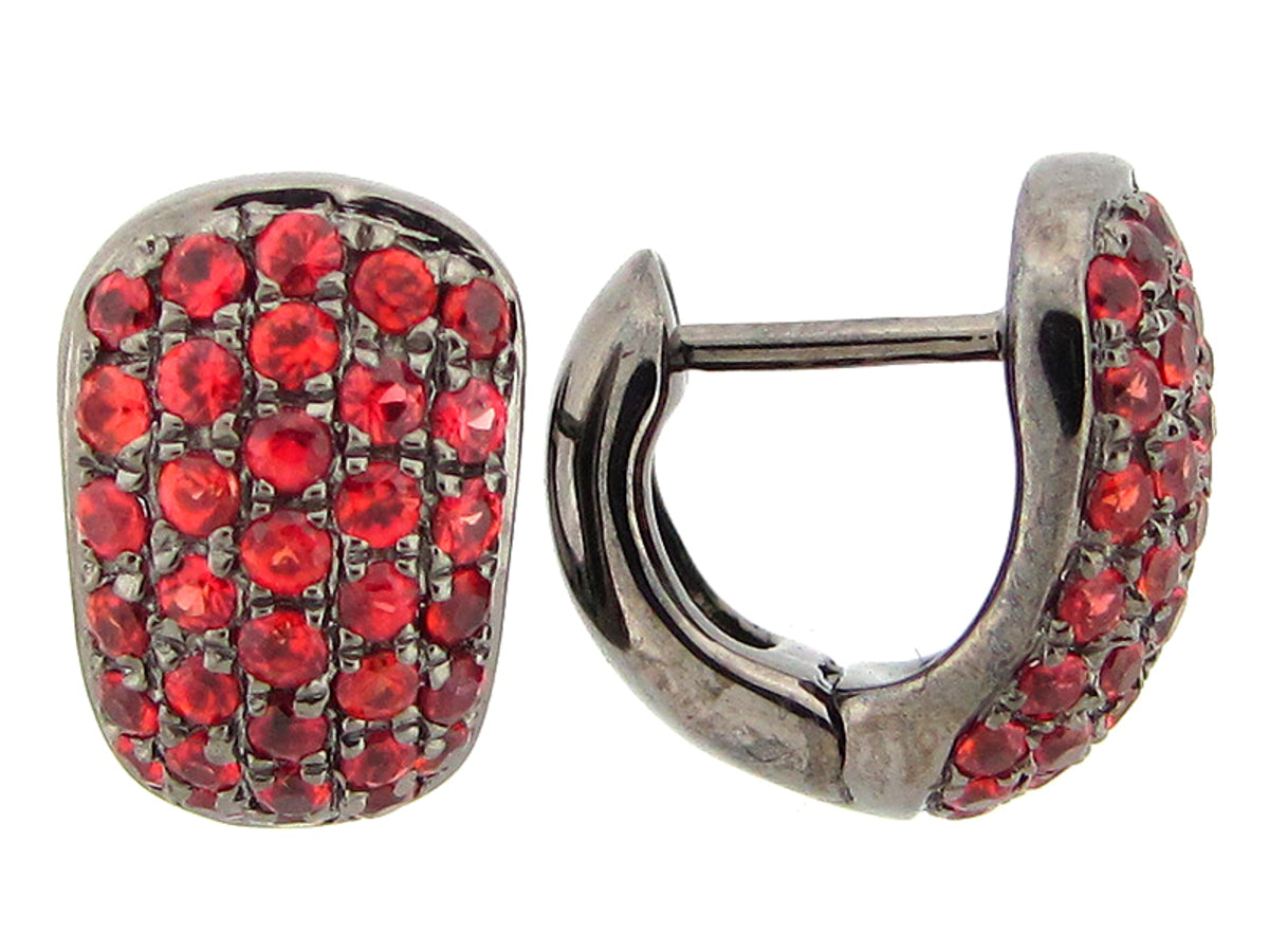 ORANGE SAPPHIRE EARRING, BLACK FINISH, SILVER (H/U)