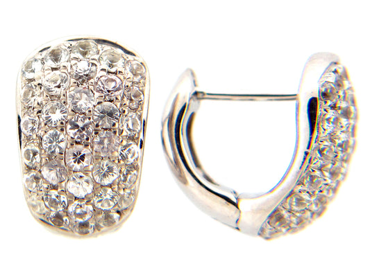 WHITE SAPPHIRE EARRING, SILVER (E)