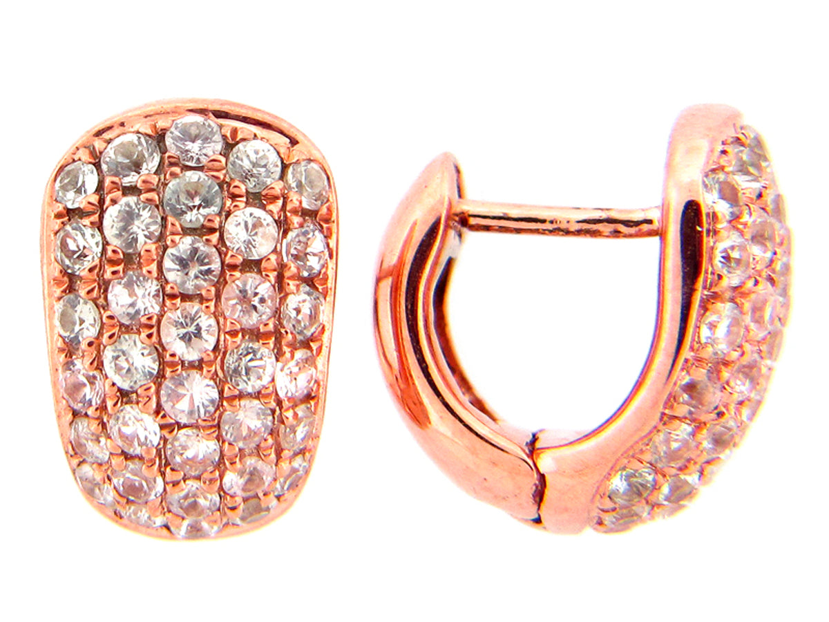 WHITE SAPPHIRE EARRING, ROSE FINISH, SILVER (E)