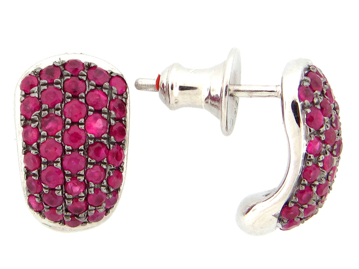 RUBY EARRING, SILVER (H)